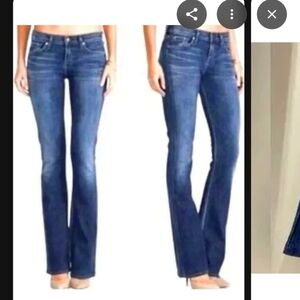 Blue Flare Wide Leg Jeans with Distressed Details